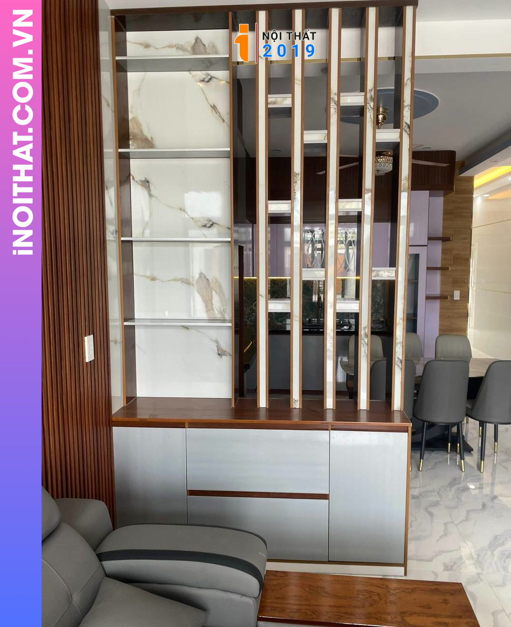 Vách phòng nhựa kết hợp tủ chân sàn tại Hà Nội