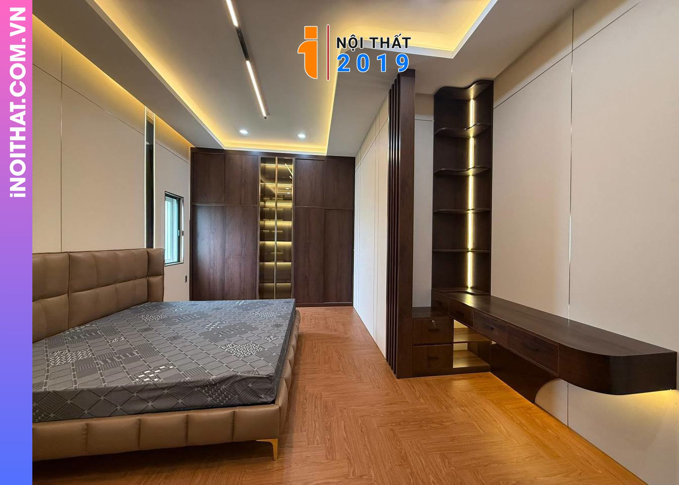 Combo phòng ngủ hiện đại kết hợp trần giật cấp tại Hà Nội