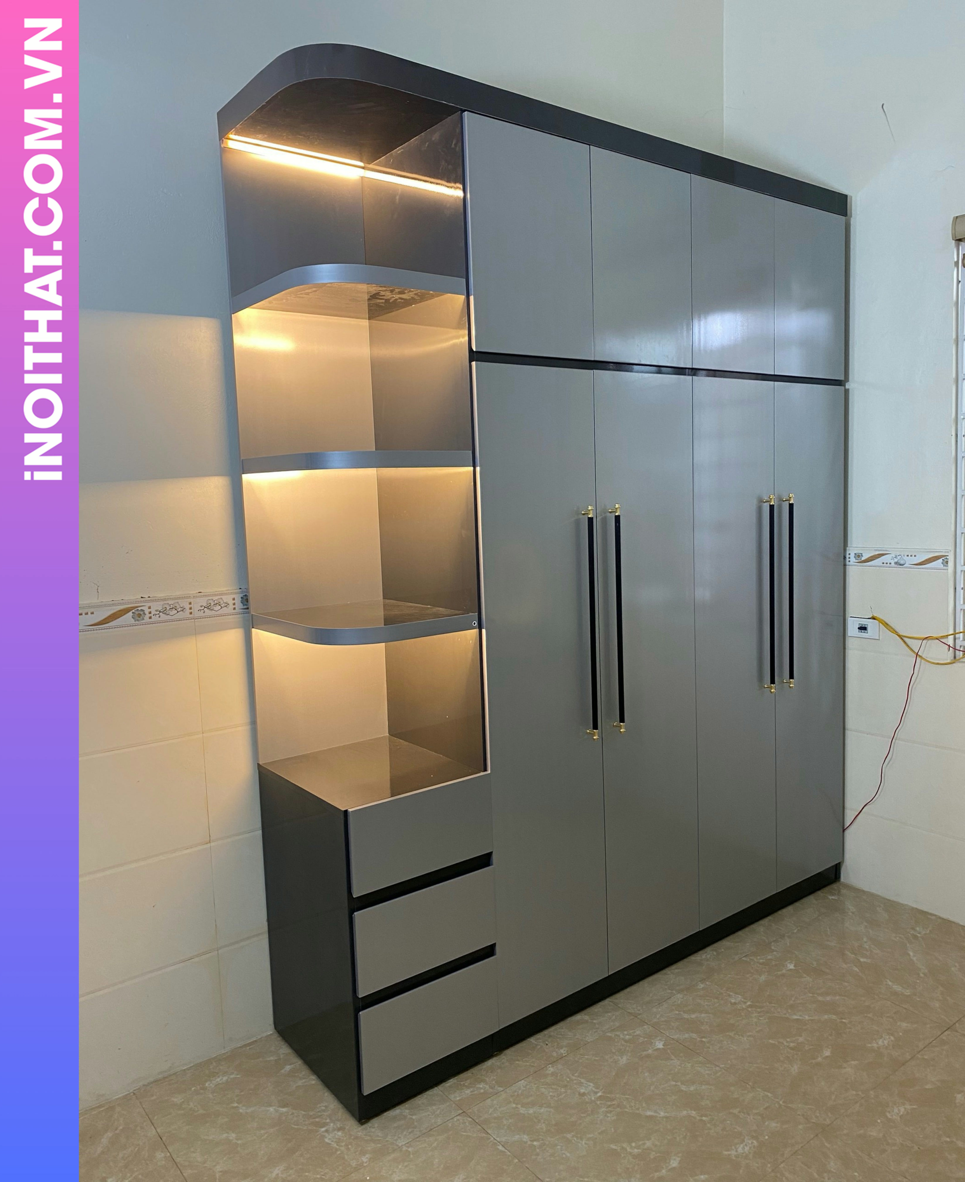 Tủ Quần Áo gỗ óc chó tự nhiên làm ở Xã Dân Hòa