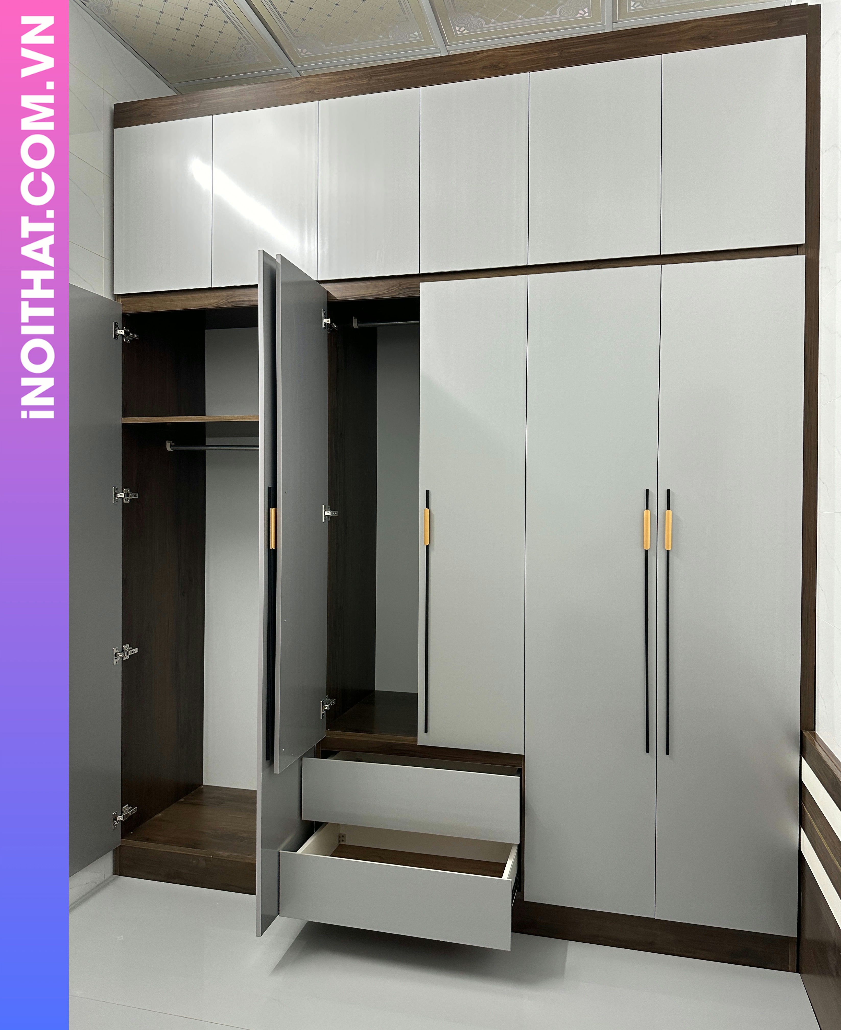 Tủ Quần Áo gỗ sồi tự nhiên làm tại Xã Hồng Vân