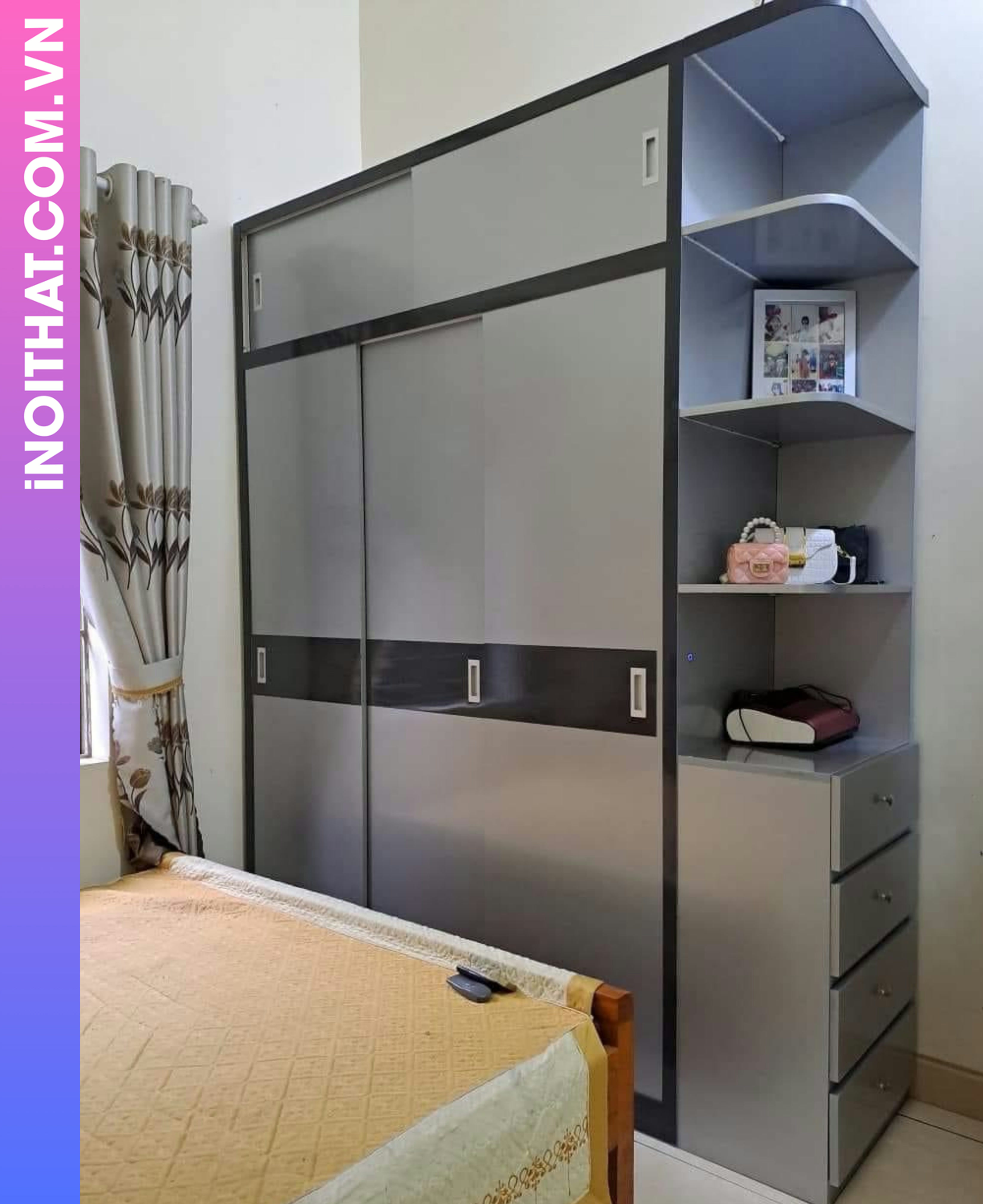 Tủ Quần Áo gương tích hợp tiện lợi tại Xã Minh Châu