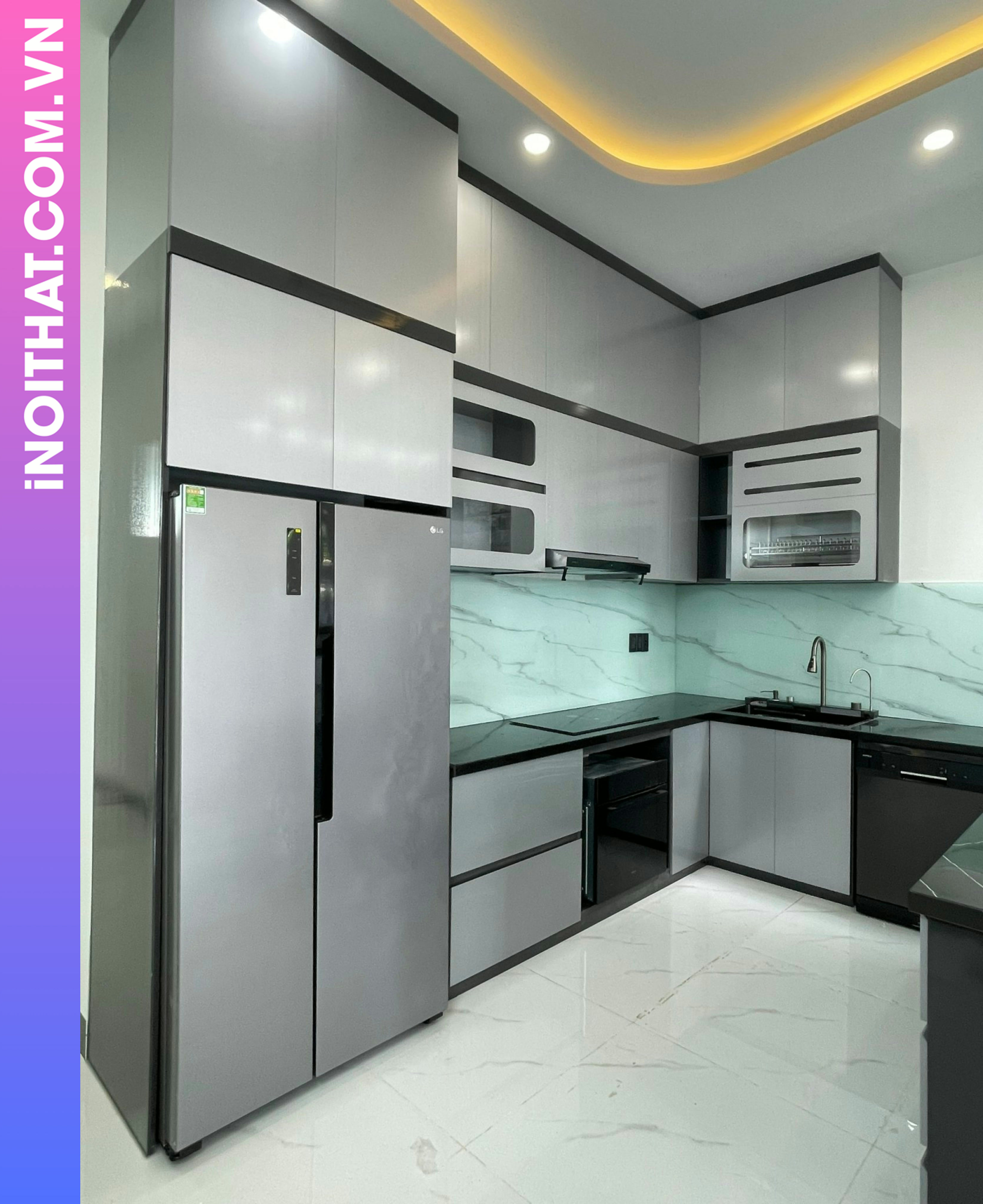 Tủ Bếp cửa kính sang trọng ở Phường Vĩnh Hưng