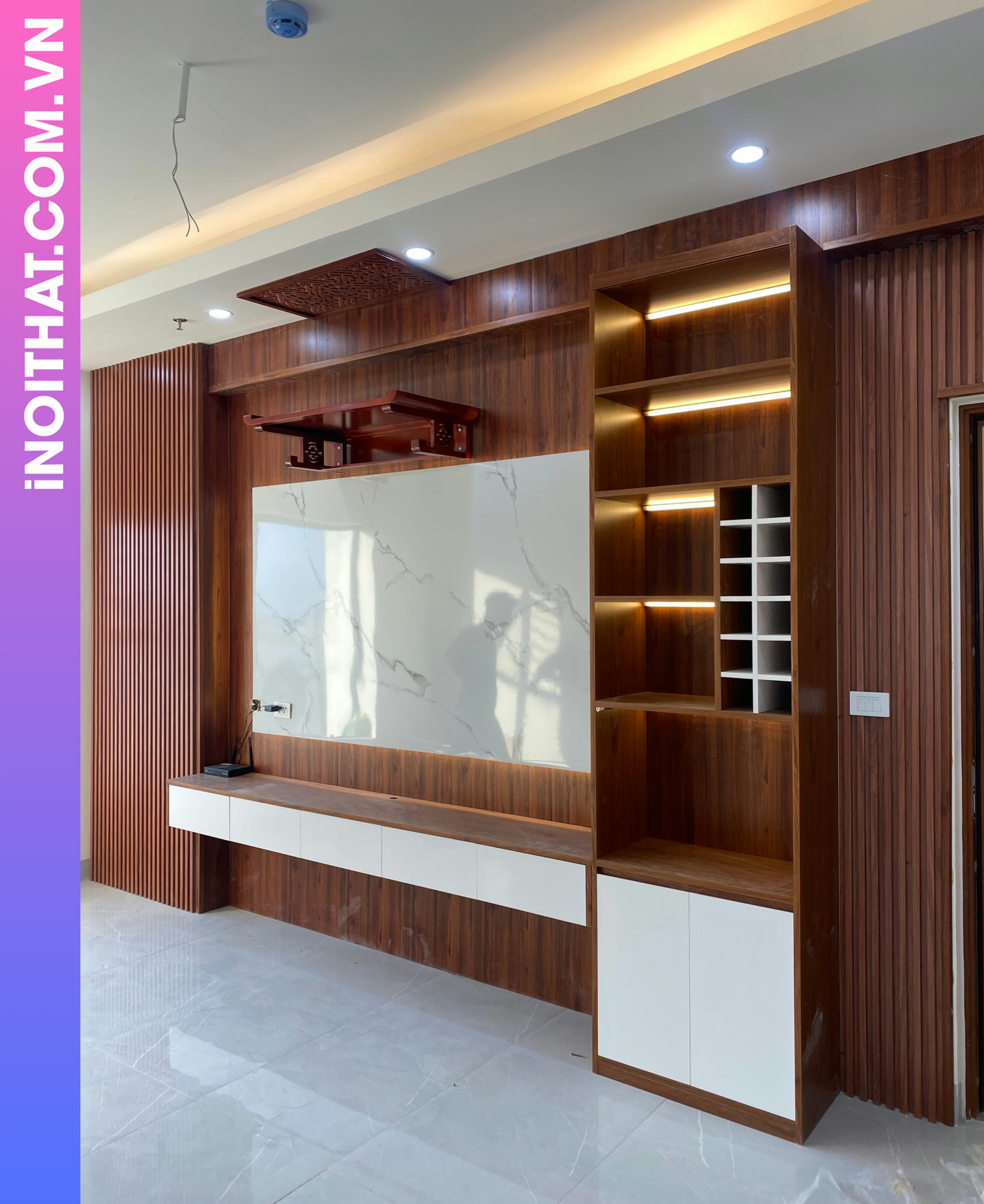 Kệ Tivi màu gỗ tự nhiên làm tại Phường Xuân Đỉnh