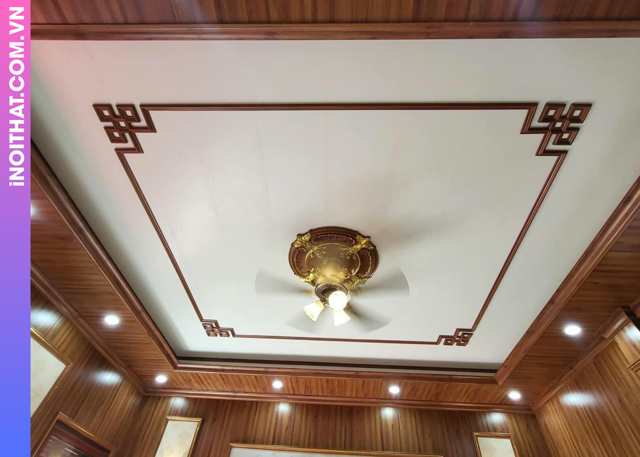 Ốp Tường Trần Nhựa Màu Gỗ Sẫm khu vực Phường Văn Miếu Quốc Tử Giám