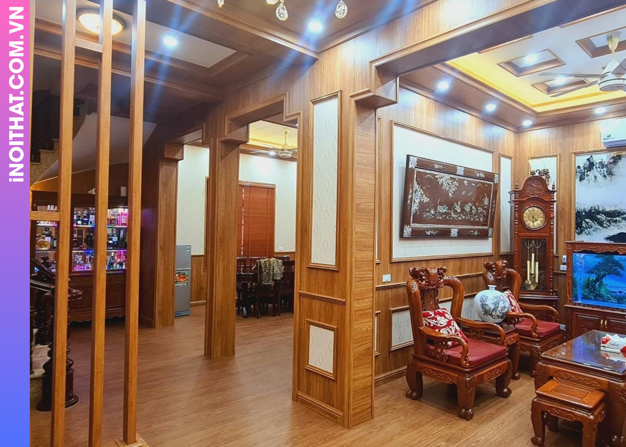 Ốp Tường Trần Nhựa Màu Xoan Đào ở Xã Hoài Đức