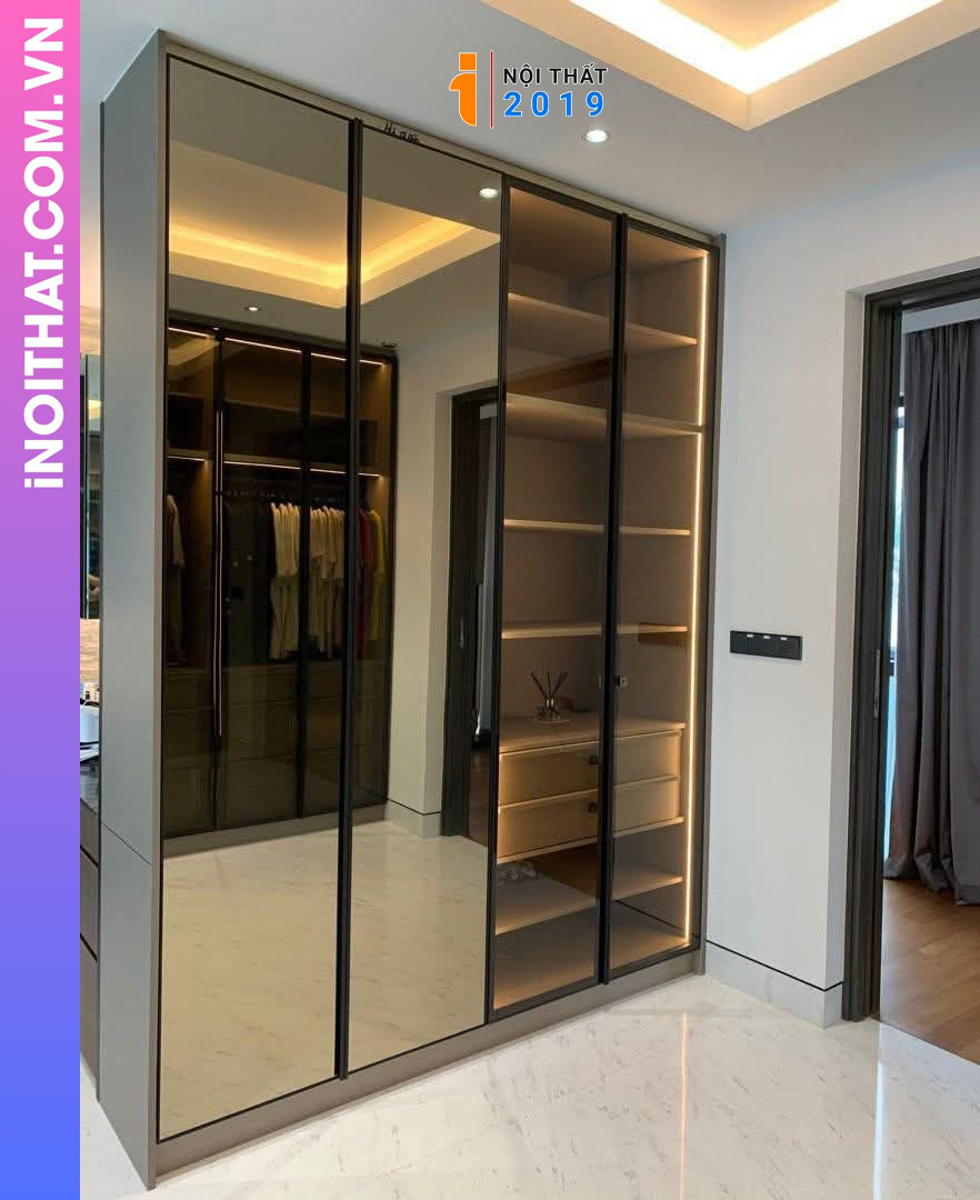 Tủ áo gỗ MDF cánh kính