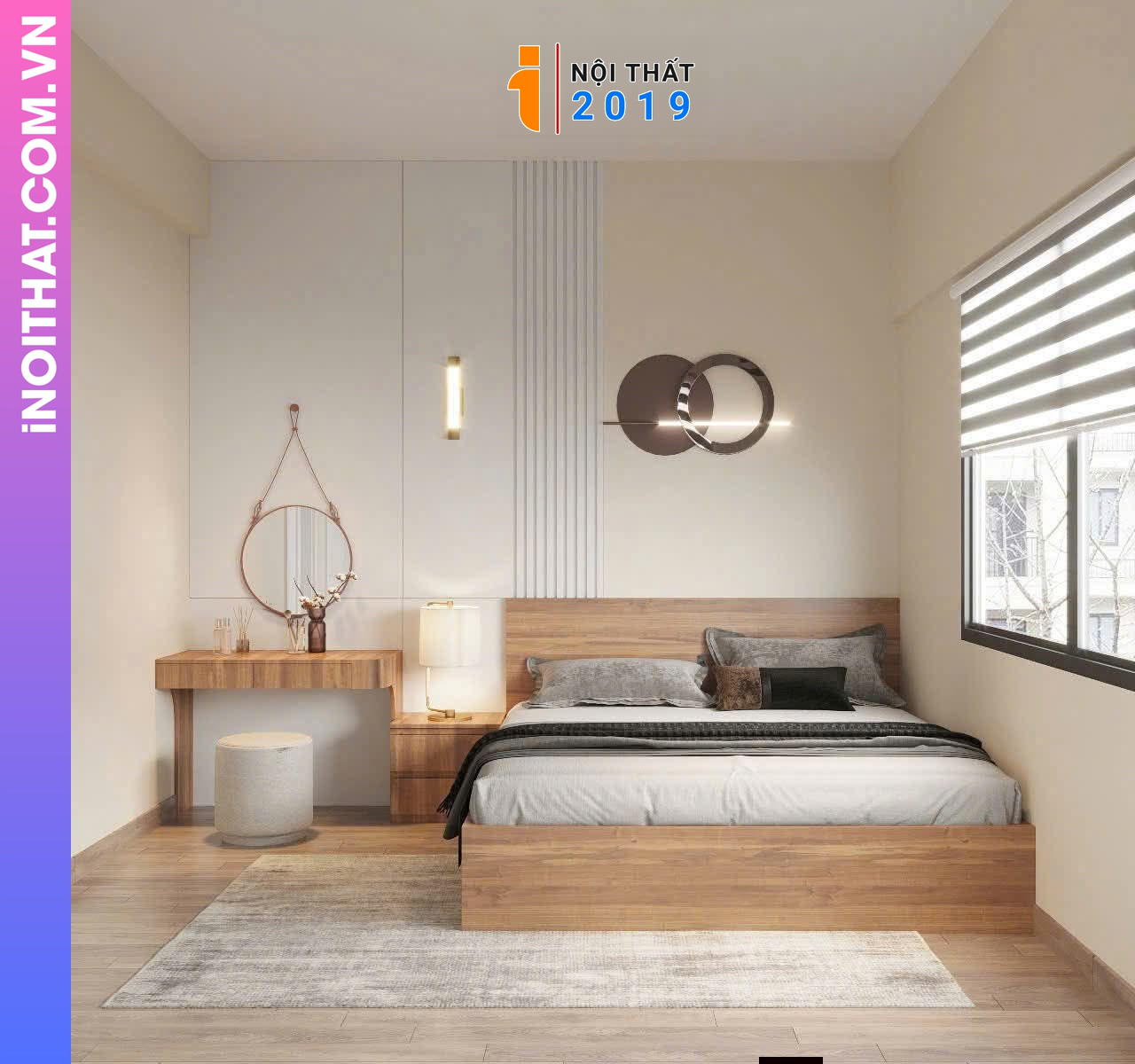 Set combo phòng ngủ hiện đại đầy đủ nội thất gỗ