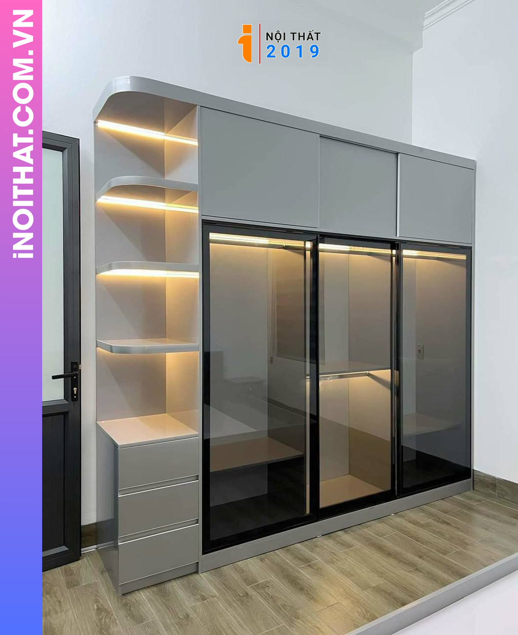 Tủ Quần Áo cánh kính kết hợp cửa lùa tại Hồ Chí Minh