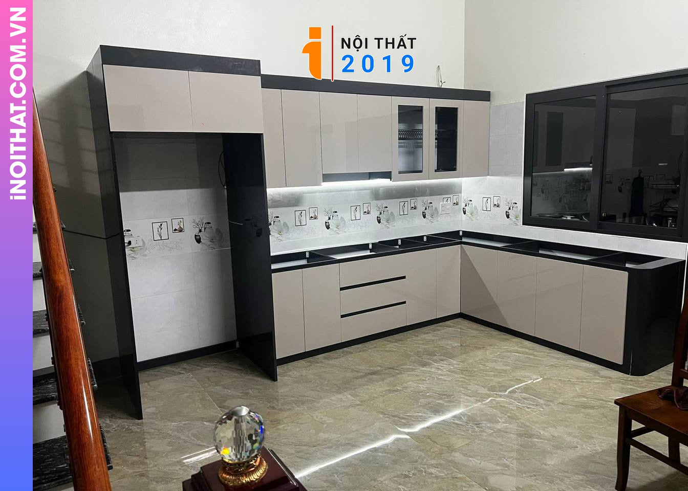 Tủ bếp nhựa chữ L tại thành phố Điện Biên