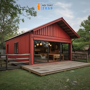 Nhà Container Di Động 40 feet - Kèm gác mái, mái tôn kết hợp