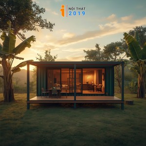 Nhà Vườn Lắp Ghép Di Động 2 Container Kèm Hiên
