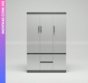 Tủ Áo Nhựa 3 Cánh Đóng Sẵn Màu Đen Ghi