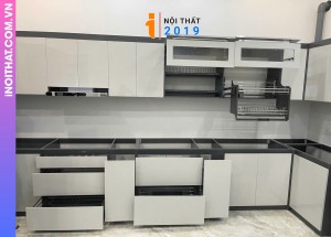 Tủ Bếp chữ U màu trắng siêu lớn