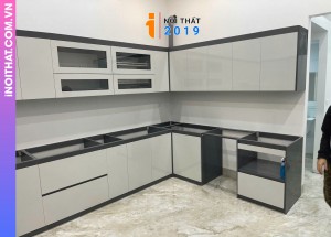 Tủ Bếp chữ U màu trắng siêu lớn