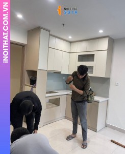 Tủ bếp MDF lõi xanh Thái Lan chống ẩm phủ Melamine