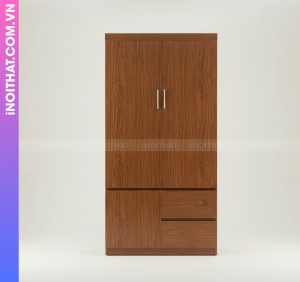 Tủ Nhựa 2 Cánh Đóng Sẵn Vân Gỗ Nâu