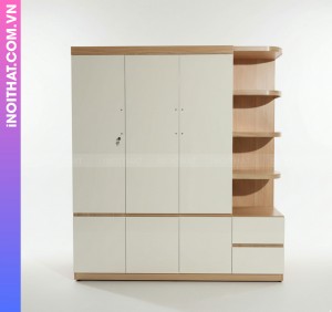 Tủ Nhựa Cao Cấp để Quần Áo 3 Cánh 1 Đợt 3 Tầng Cánh Trắng Khung Gỗ Nâu