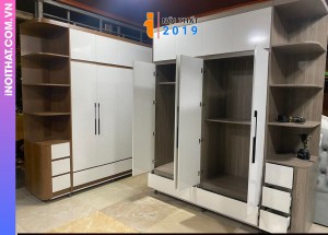 Tủ quần áo bằng gỗ MDF phủ chống thấm Melamine