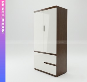 Tủ Quần Áo Đóng Sẵn 2 Cánh Khung Cánh Dán Cánh Trắng