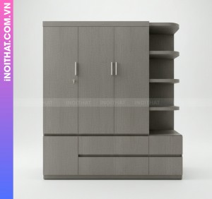 Tủ Quần Áo Đóng Sẵn 3 Cánh Vân Vải kèm Đợt Kệ