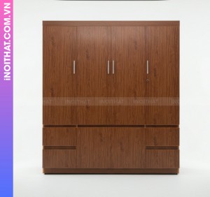 Tủ Quần Áo Nhựa 1 Buồng Giữa 2 Cánh Bên Đóng Sẵn Full Vân Gỗ