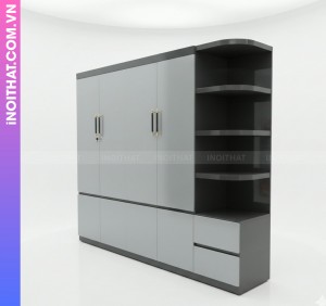 Tủ Quần Áo Nhựa Đóng Sẵn 2 Buồng 1 Đợt 3 Tầng Cánh Ghi Khung Đen